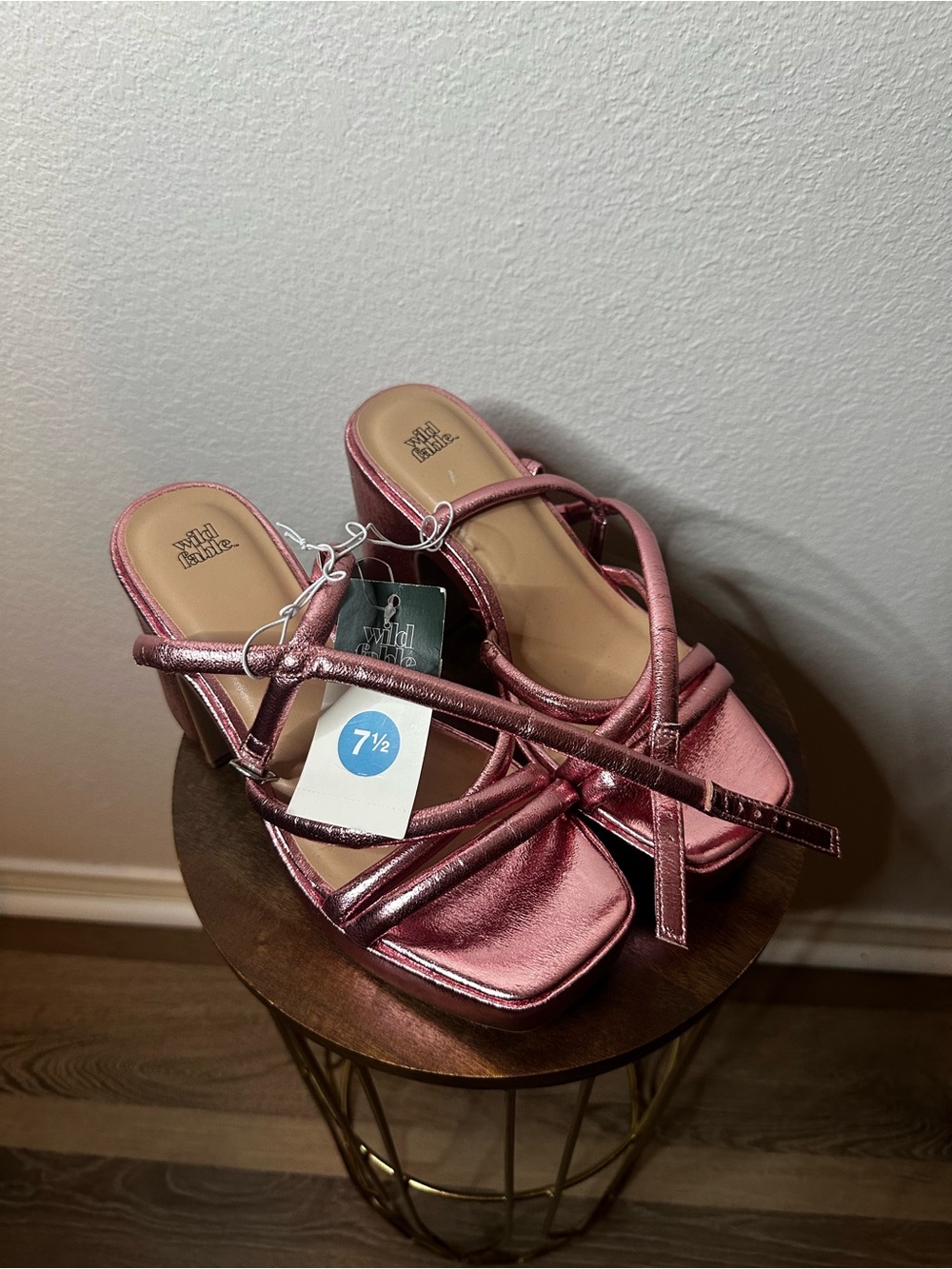 Wild Fable Lounge Metallic Rose Strappy Block Heel Sandals